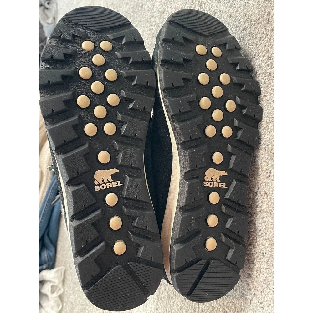 Sorel Women's Explorer Joan Waterproof Boots Sz 7.5 Suede Faux Fur Black Outdoor - Picture 16 of 16